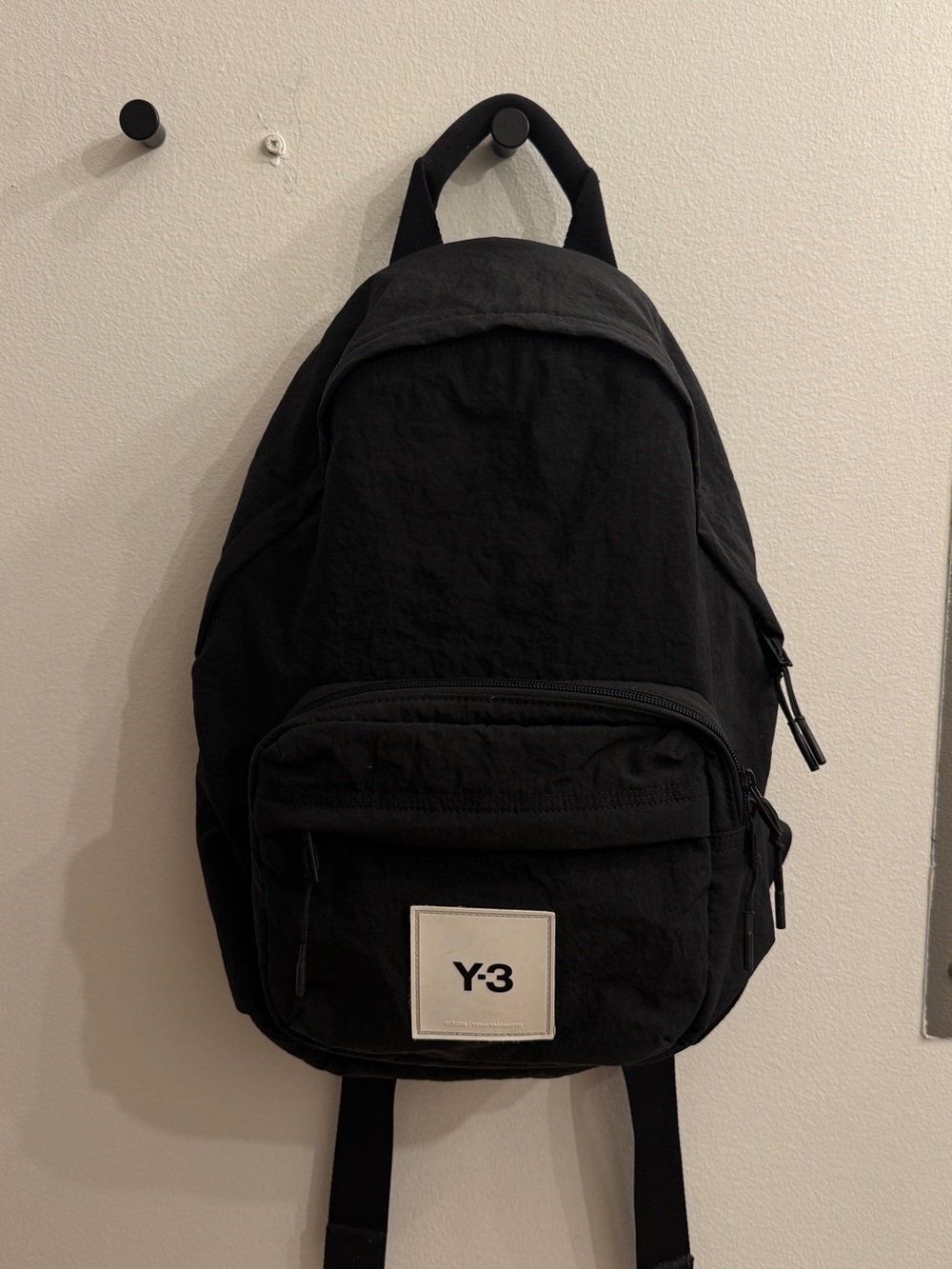 Y-3 Black Canvas Backpack with Contrast Logo Patch